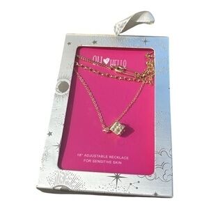 5/$25 NWT Oh Hello 3 Piece Gold Necklace Set Paper Clip Dice & Chain 18"